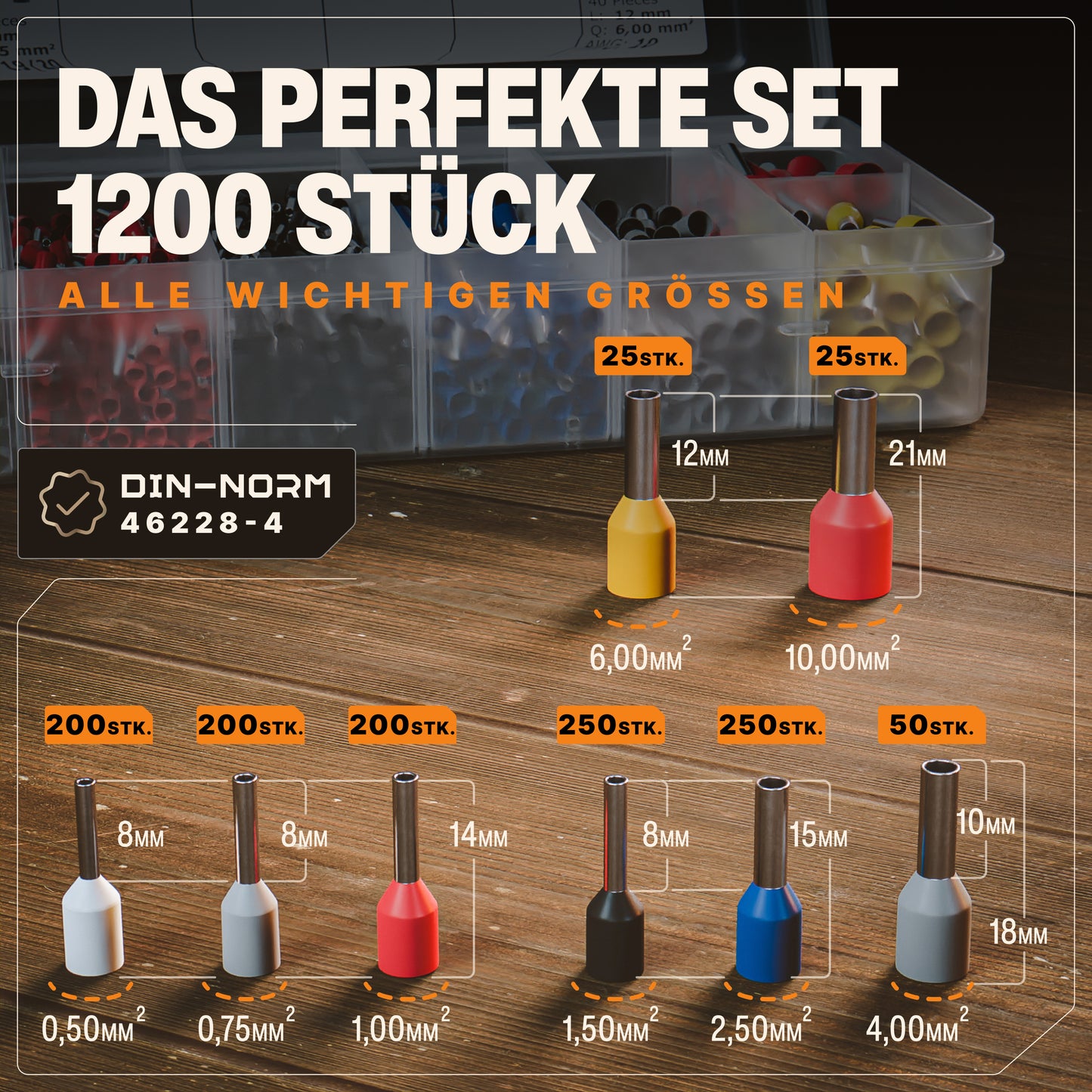 Aderendhülsen-Sortiment 1200 Stück