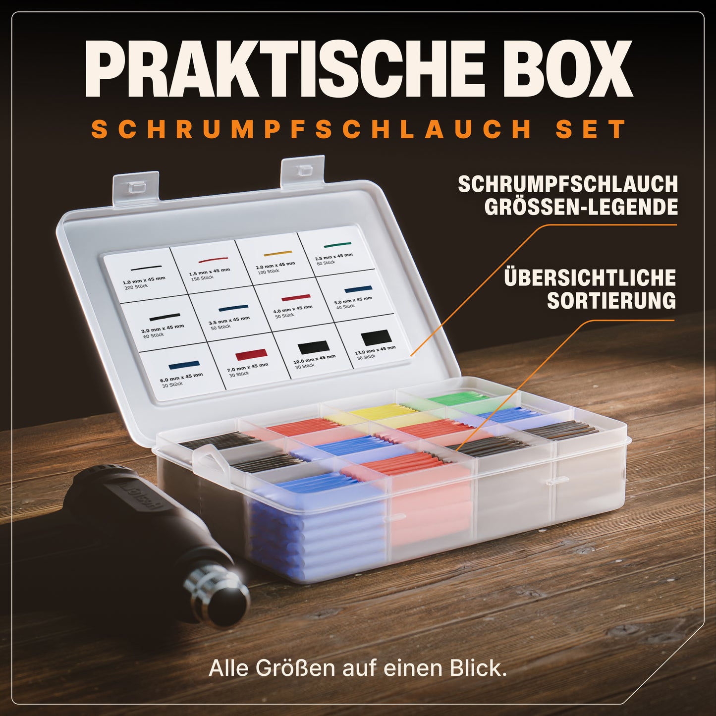 Schrumpfschlauch Sortiment 2:1 - 850 Stück
