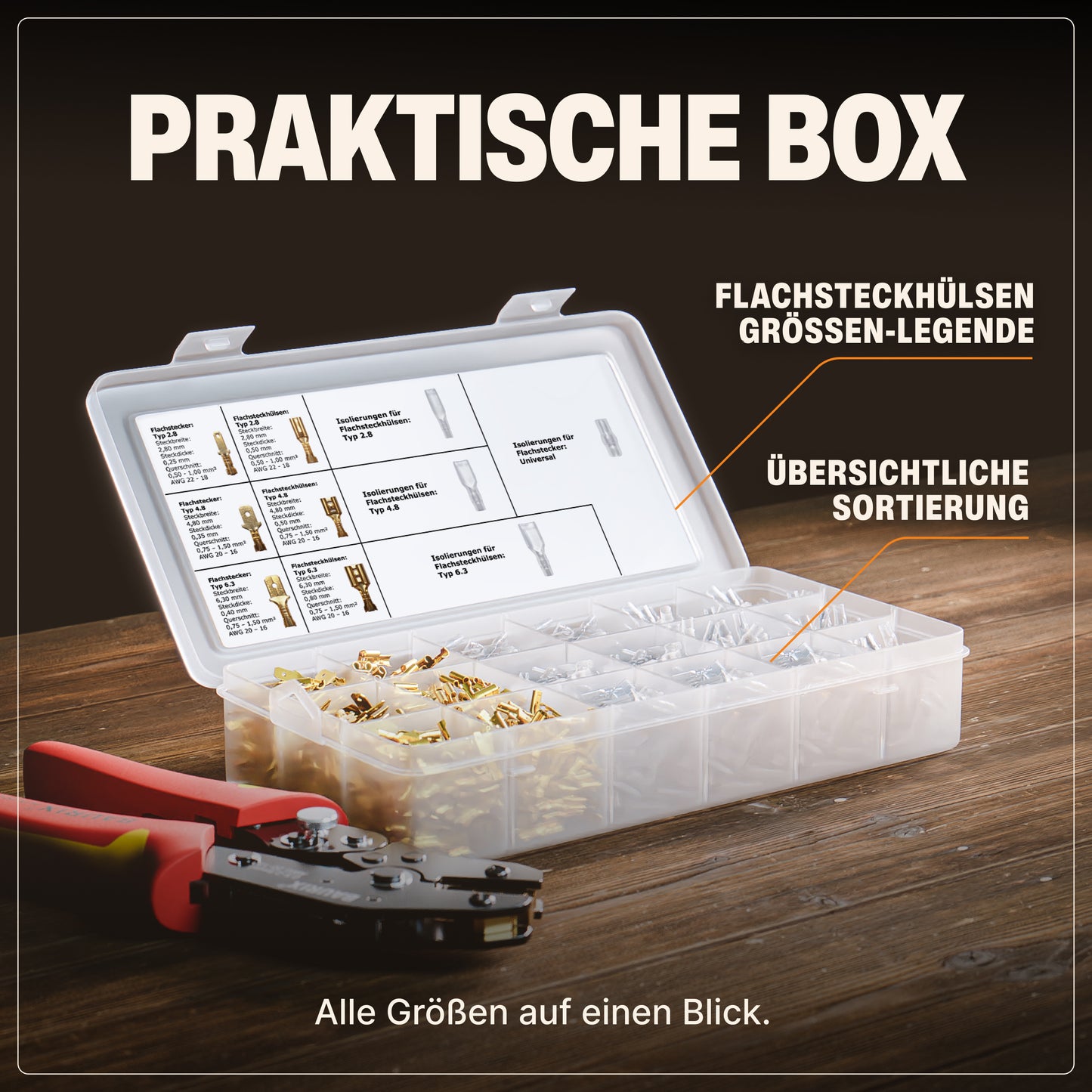 Flachsteckhülsen-Sortiment 300 Stück