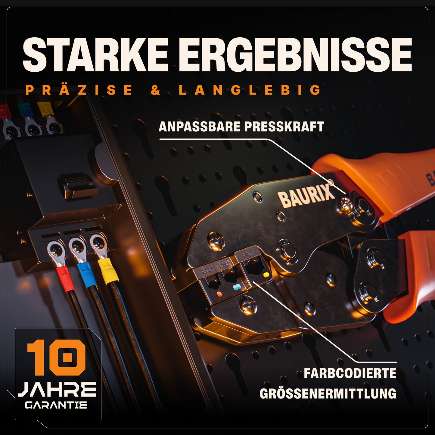 Crimpzange für Kabelschuhe, inkl. 700 Kabelschuhe