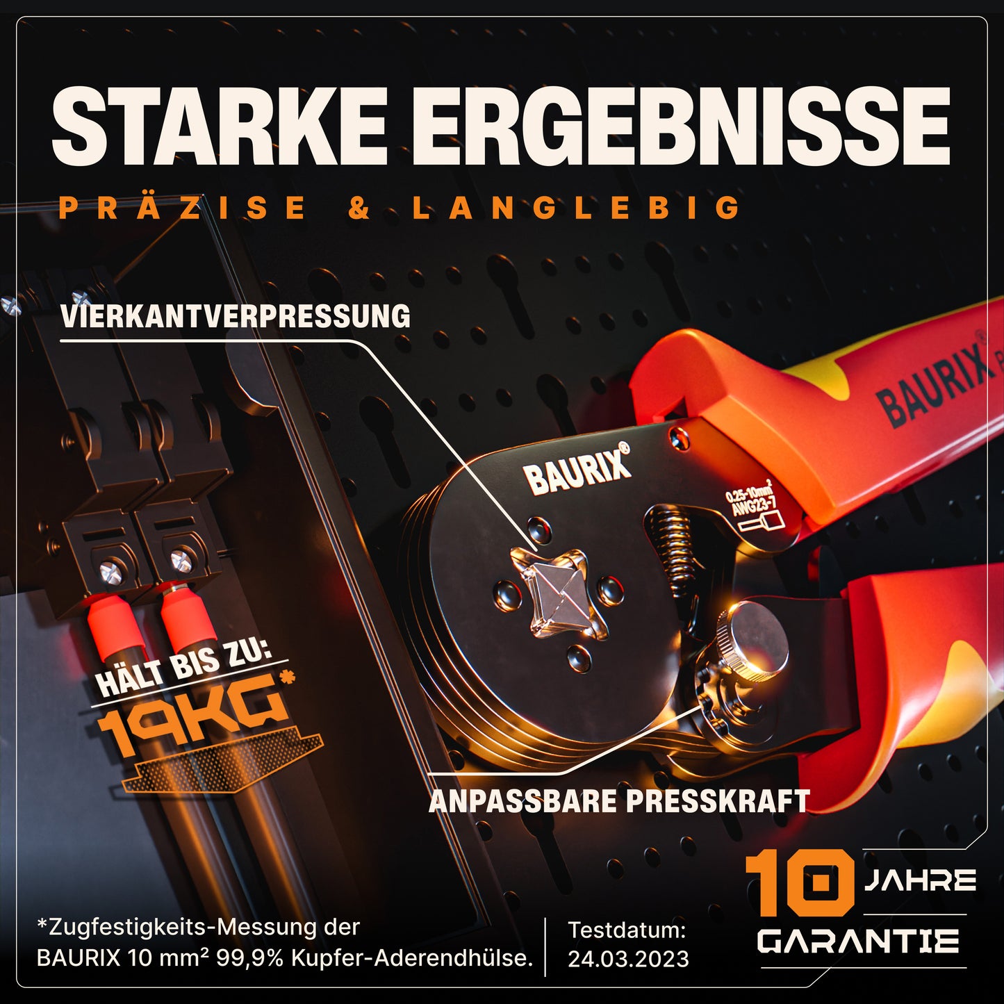 Crimpzange für Aderendhülsen (Vierkant)