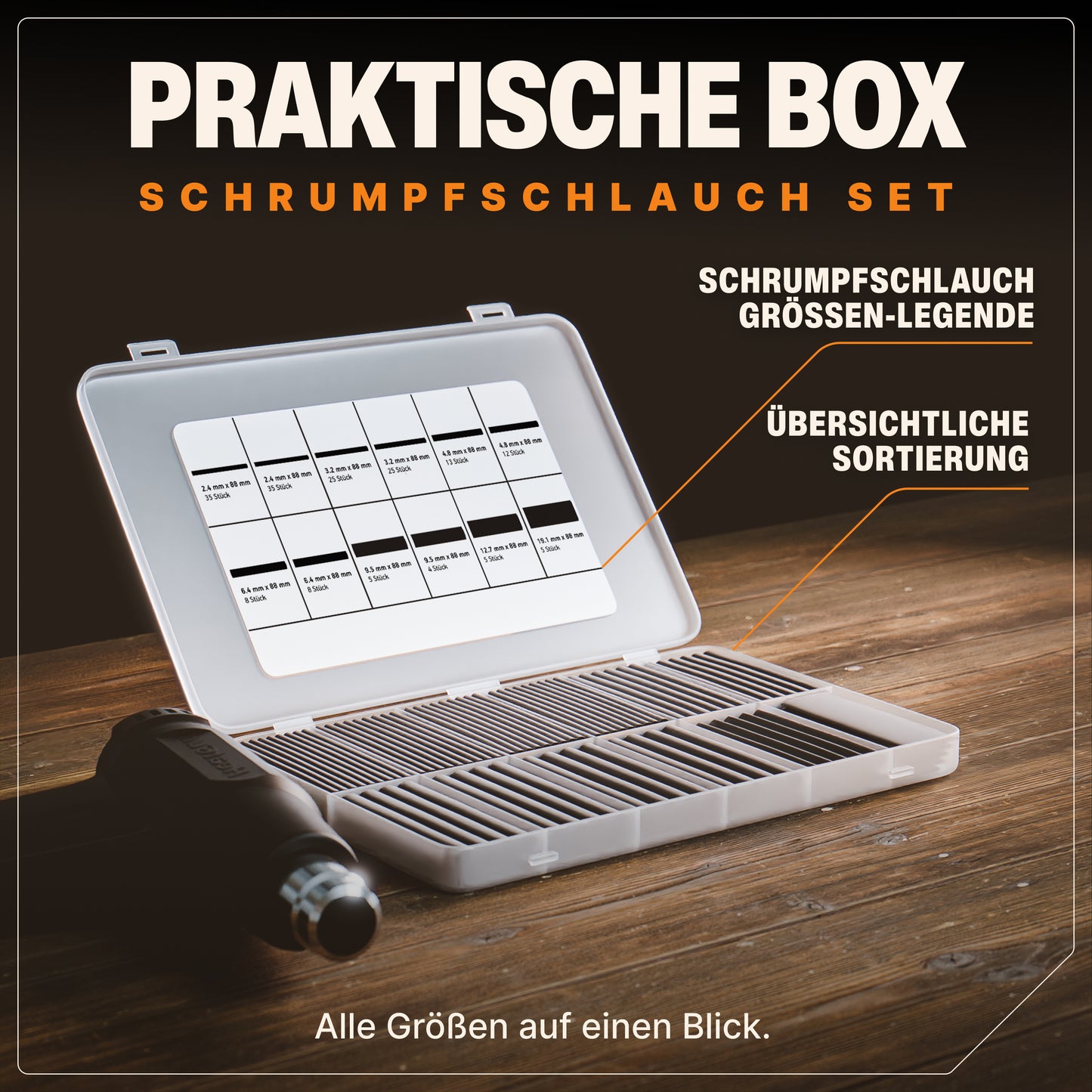 Schrumpfschlauch Sortiment 3:1 - 180 | 300 | 400 Stück - inkl. Heißkleber