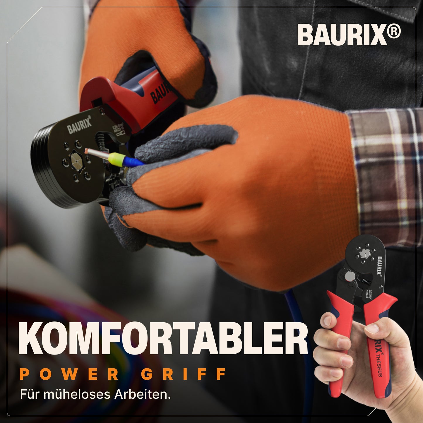 BAURIX® Crimpzange mit Abisolierzange und 2000 Aderendhülsen Set