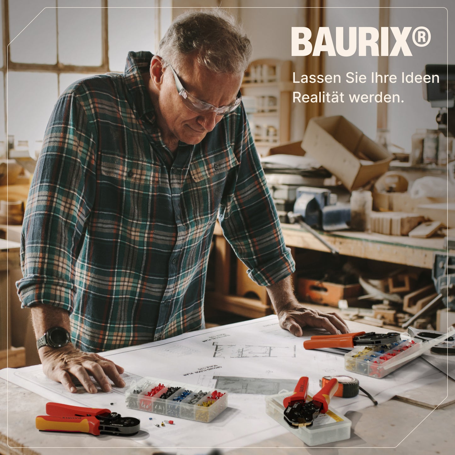 BAURIX® Crimpzange mit Abisolierzange und 2000 Aderendhülsen Set
