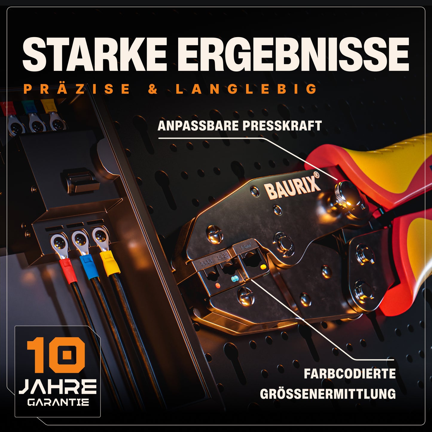 Crimpzange für Kabelschuhe mit Abisolierzange und 700 Kabelschuhe