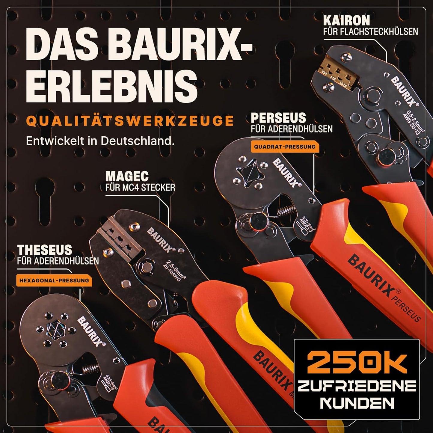 Crimpzange für Aderendhülsen (Vierkant), inkl. 1820 Aderendhülsen in 8-18mm Länge