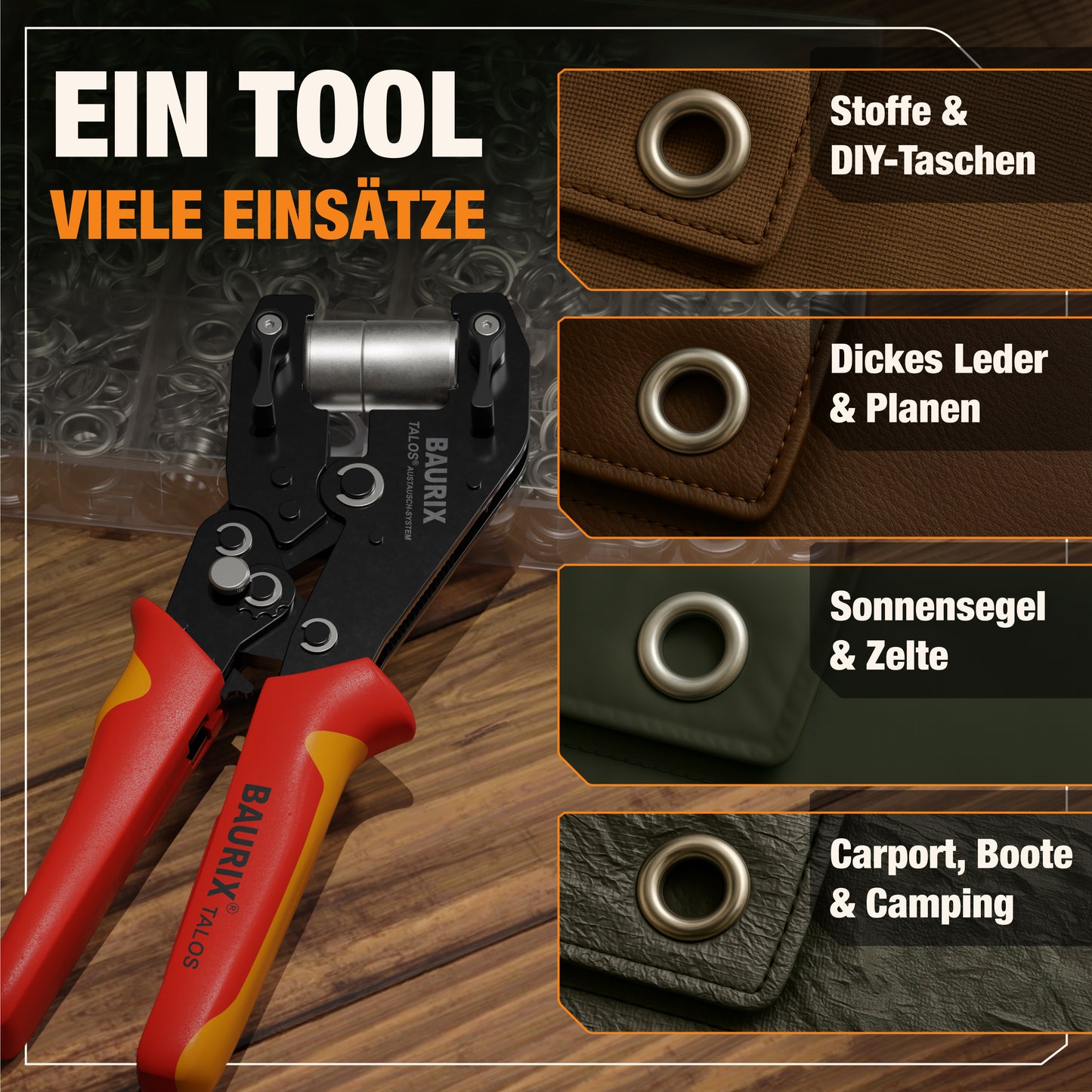 Ösenzange inkl 200 Rostfreie Ösen (Ø 10mm)
