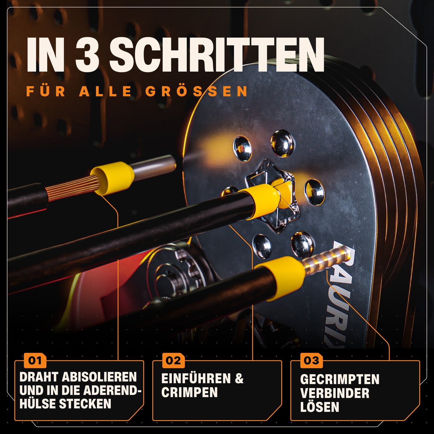 BAURIX® Crimpzange mit Abisolierzange und 2000 Aderendhülsen Set