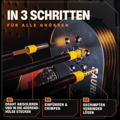 BAURIX® Crimpzange mit Abisolierzange und 2000 Aderendhülsen Set