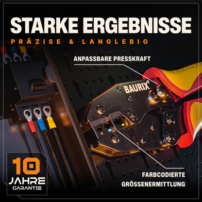 Crimpzange für Kabelschuhe mit Abisolierzange und 700 Kabelschuhe