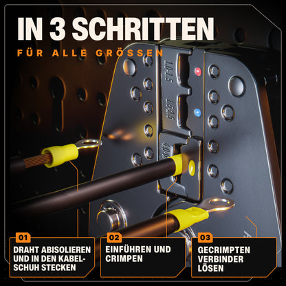 Crimpzangen Set mit 3 Griff-gelagerten Wechselbacken