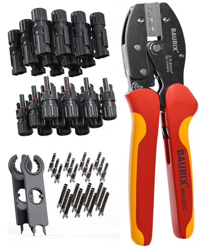 Solar Crimpzange Set für PV Kabel 2,5–6 mm² mit Solar Stecker & Werkzeug