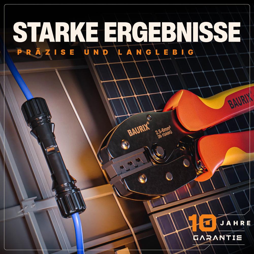 Solar Crimpzange Set für PV Kabel 2,5–6 mm² mit Solar Stecker & Werkzeug