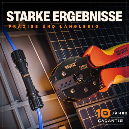 Solar Crimpzange Set für PV Kabel 2,5–6 mm² mit Solar Stecker & Werkzeug