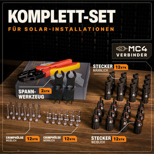 Crimpzange für Solar-Verbinder (MC4-Stecker), inkl. 12x Solar-Verbinder